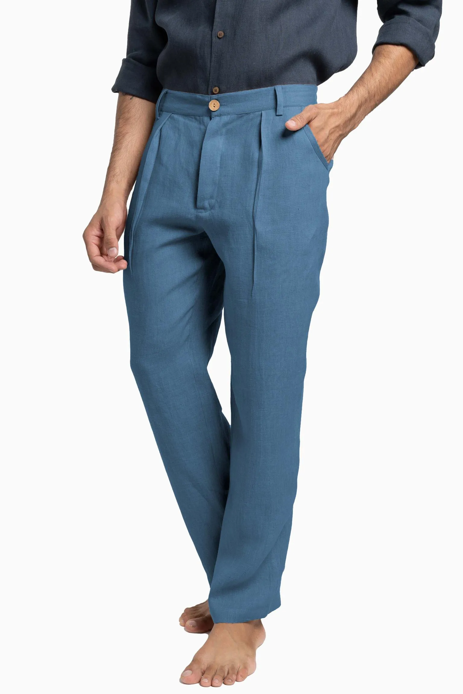 Linen Silas Pant-Sunburnt Yellow