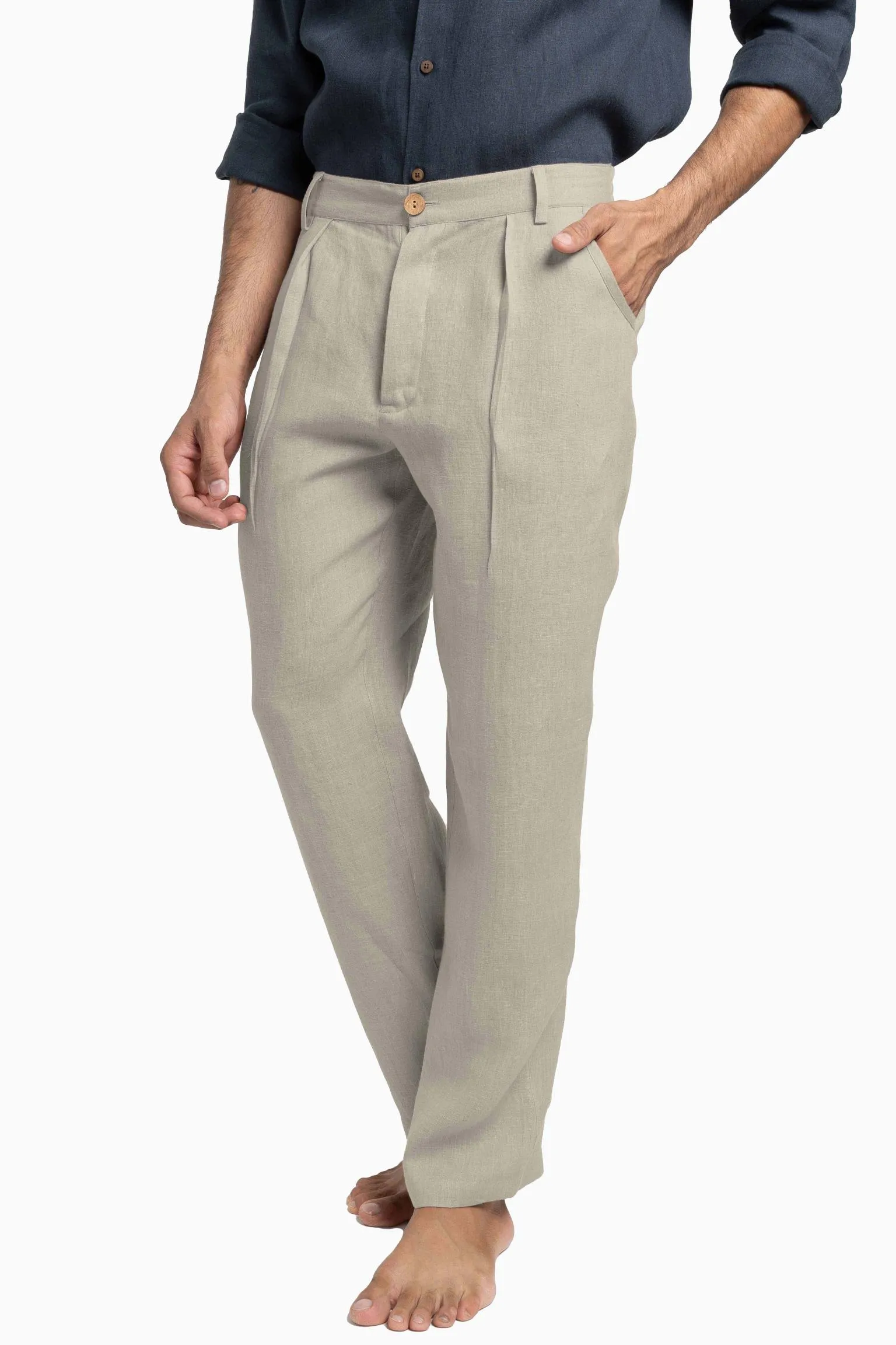 Linen Silas Pant-Sunburnt Yellow