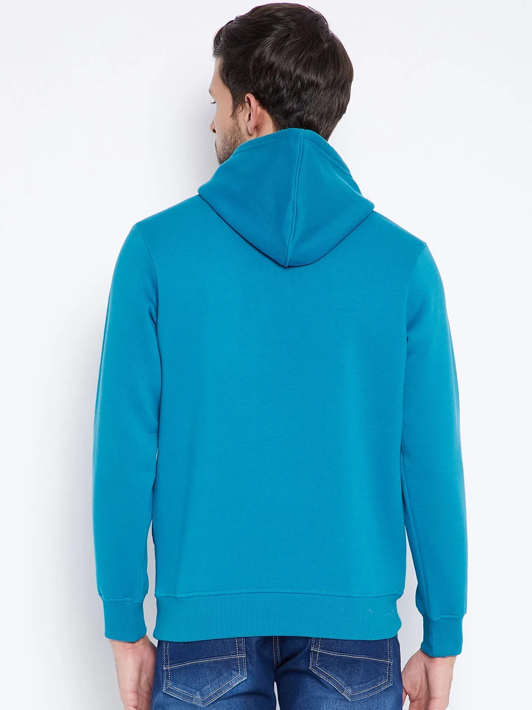 Livfree Men's Hoodie Full Sleeves Solid Sweatshirt - Peacock