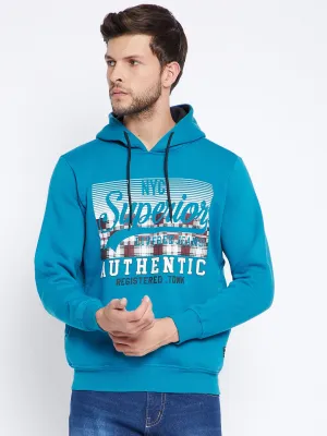 Livfree Men's Hoodie Full Sleeves Solid Sweatshirt - Peacock