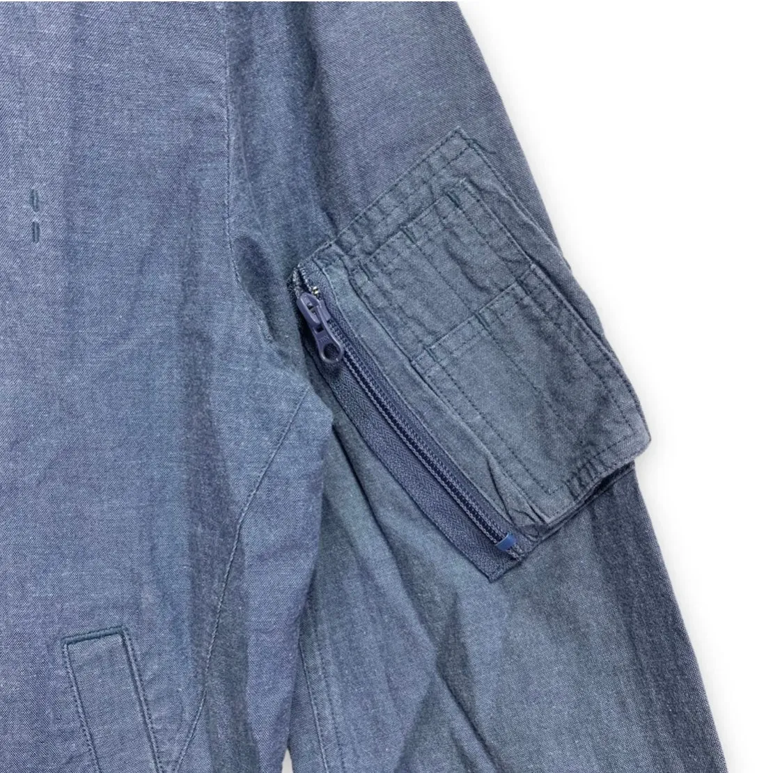 [M] Number Nine Chambray Cotton MA-1 Bomber Light Jacket Indigo