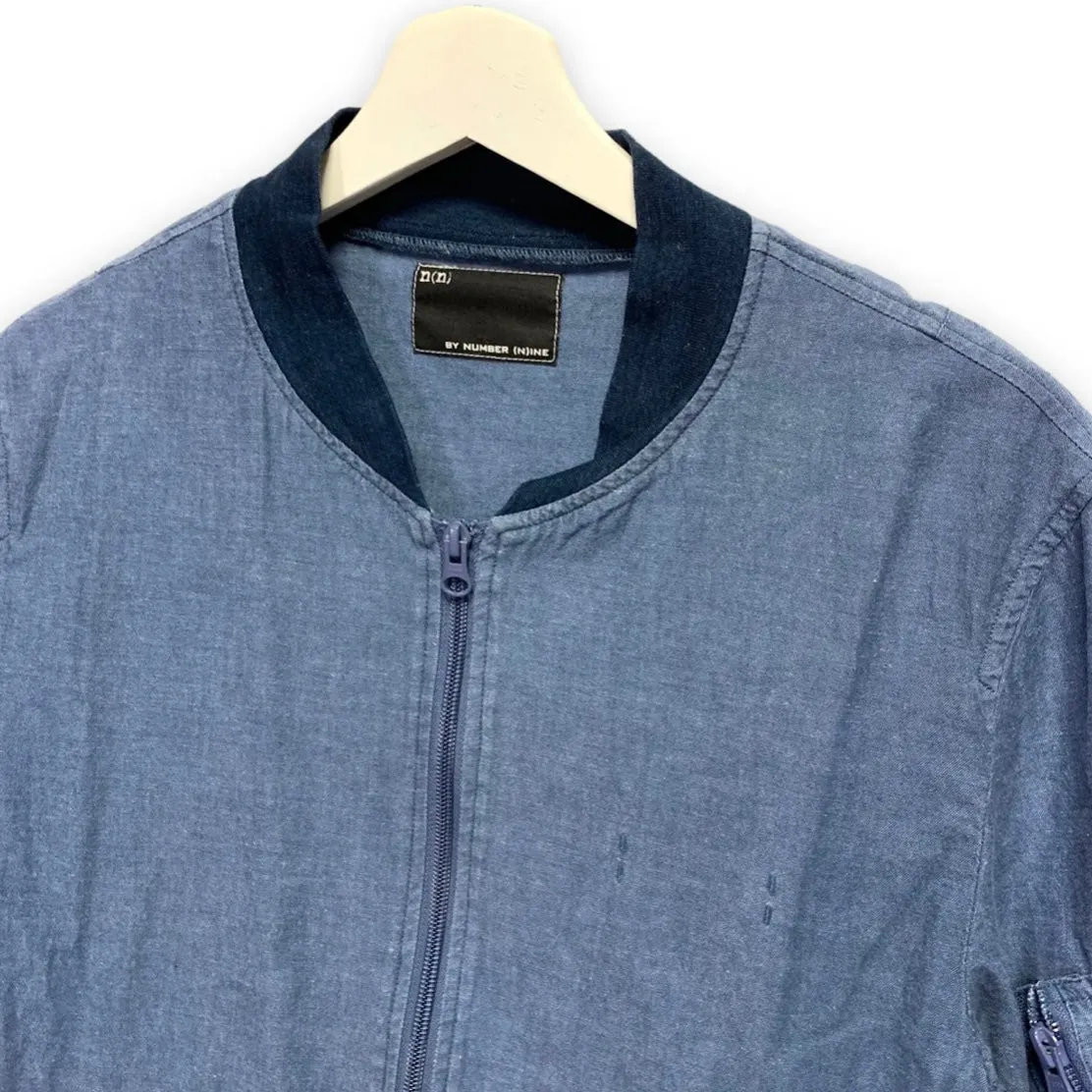[M] Number Nine Chambray Cotton MA-1 Bomber Light Jacket Indigo