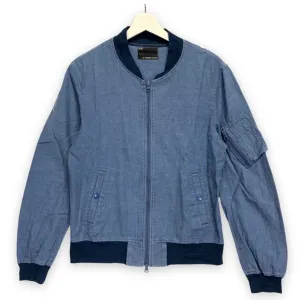 [M] Number Nine Chambray Cotton MA-1 Bomber Light Jacket Indigo