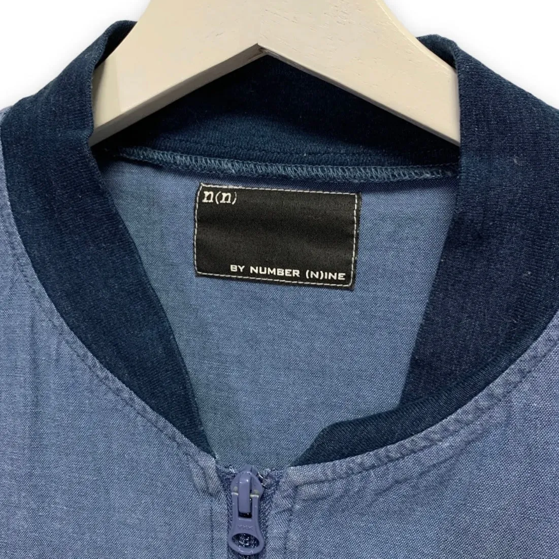 [M] Number Nine Chambray Cotton MA-1 Bomber Light Jacket Indigo