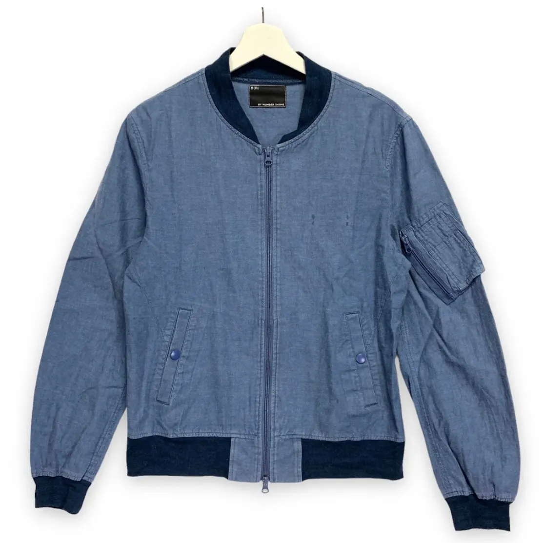 [M] Number Nine Chambray Cotton MA-1 Bomber Light Jacket Indigo