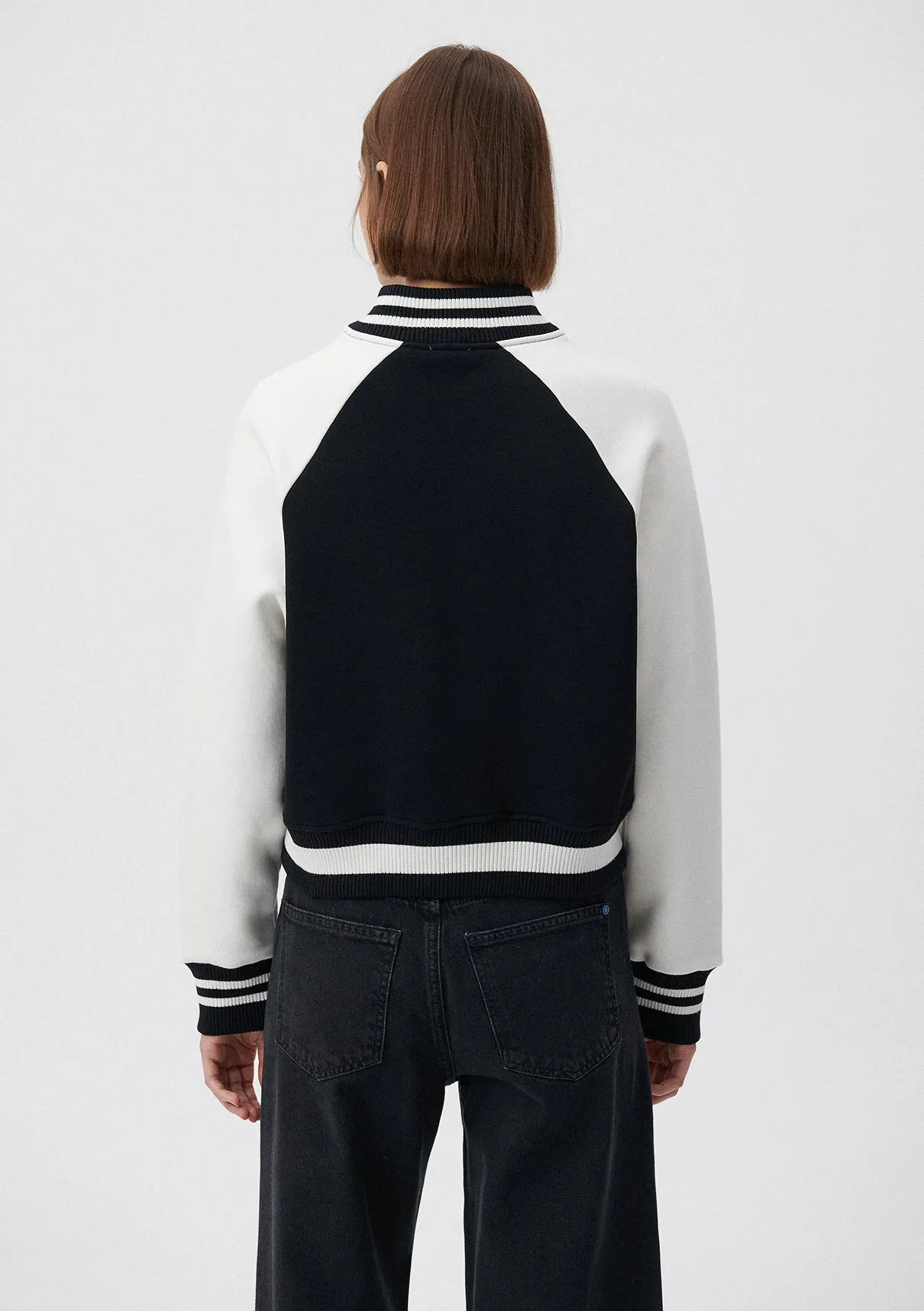 M Printed Black College Jacket