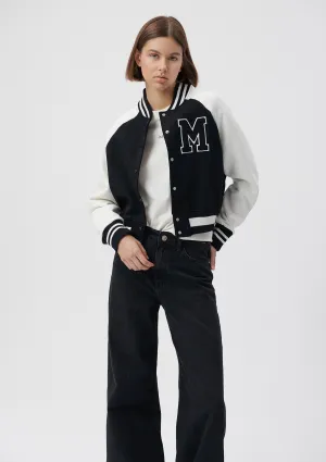 M Printed Black College Jacket