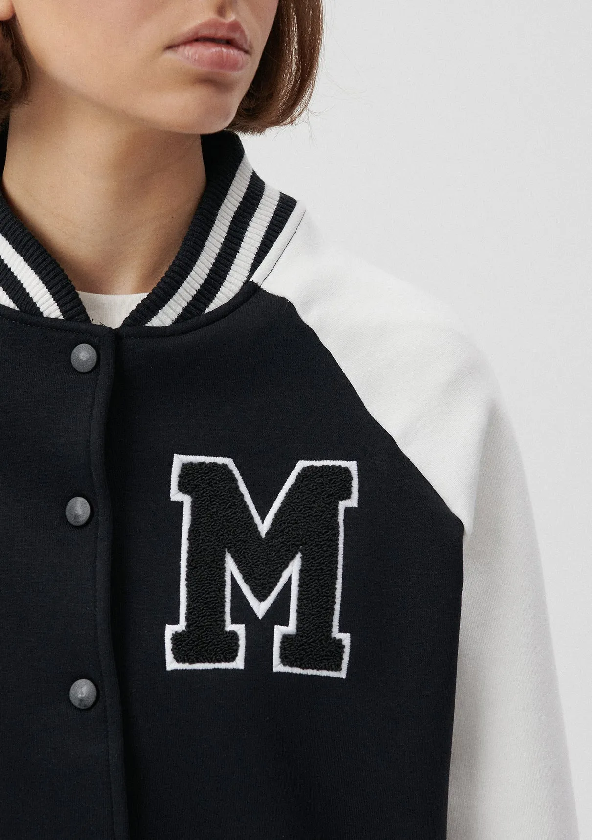 M Printed Black College Jacket