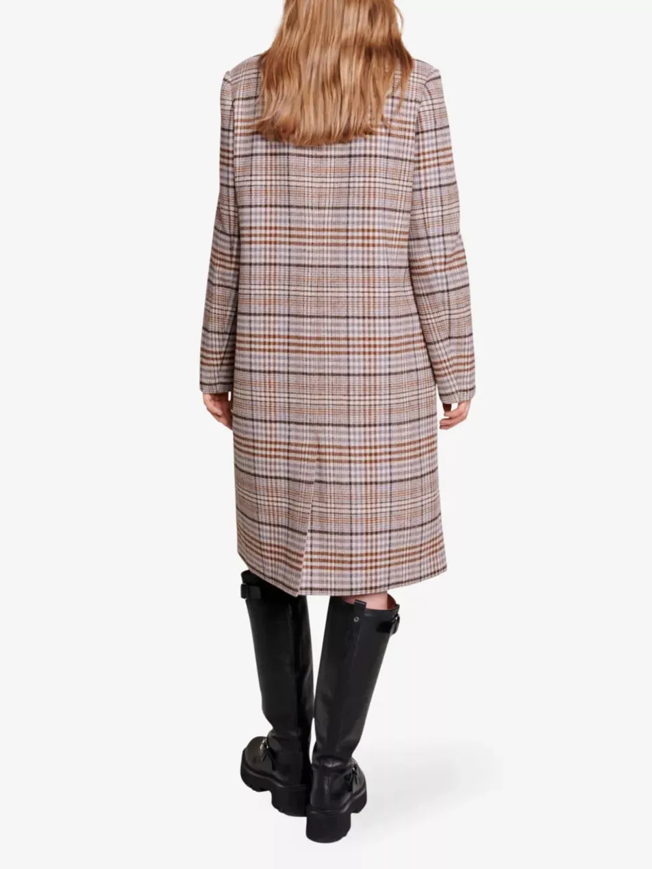 MAJE Checked Double Breasted Coat - Sz38 NZ10