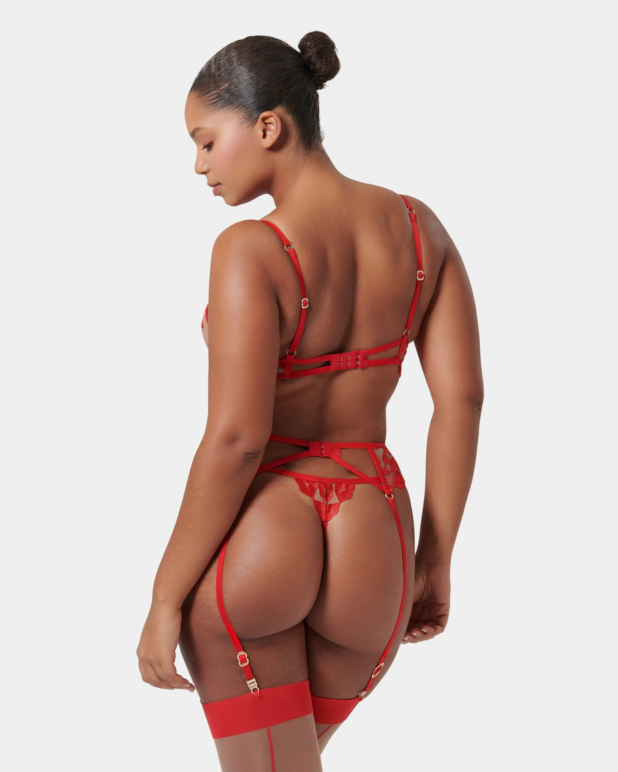Marian Garter Belt Red/Sheer