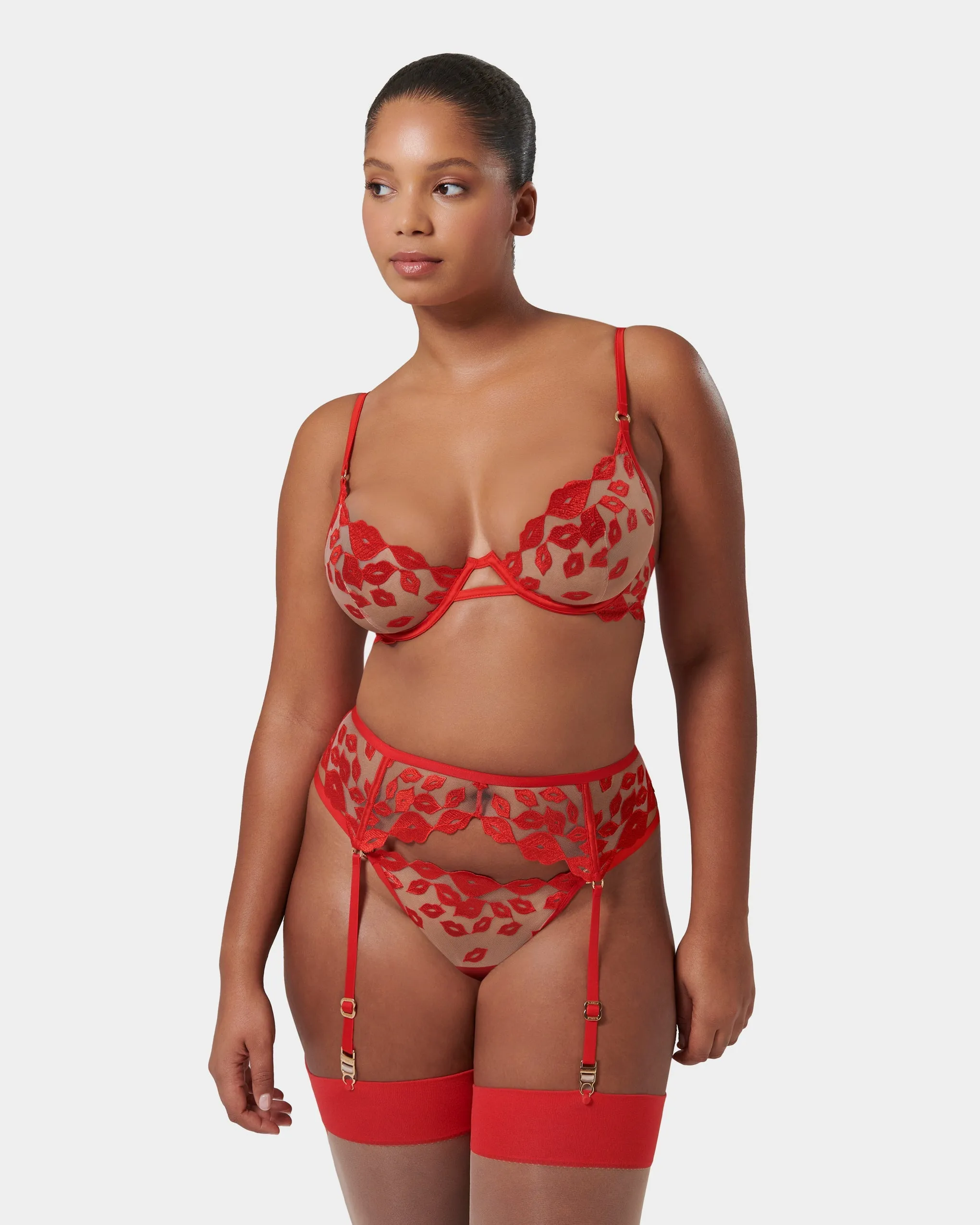 Marian Garter Belt Red/Sheer