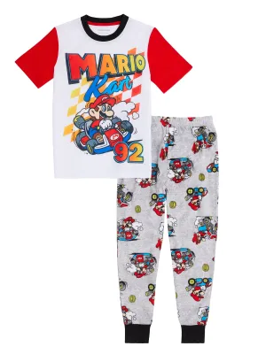 Mario Kart Boys Pajamas Set, Short Sleeve Little Big Kid PJ's, 2-Piece Mario Sleepwear, 4-12