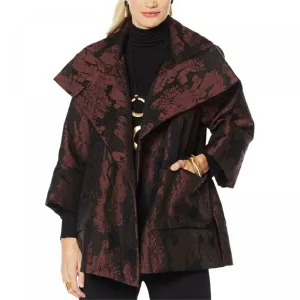 MarlaWynne Women's Plus Size Open Front Cubist Drama Topper Jacket