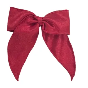 Medium Satin Streamer Bow on Clippie - Red