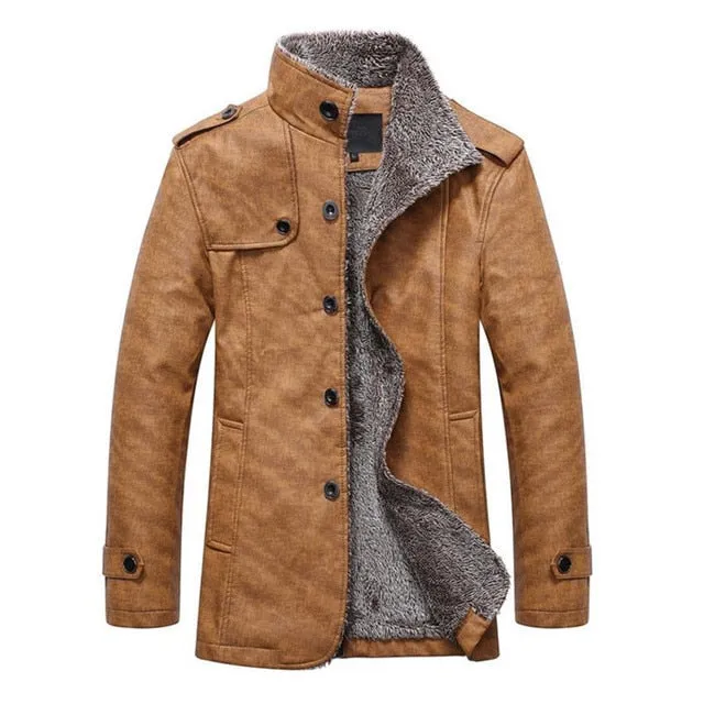 Men Slim Fit  Stand Collar  Coat