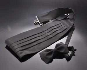 Men Wedding Satin Bow Tie and Cummerbund Set