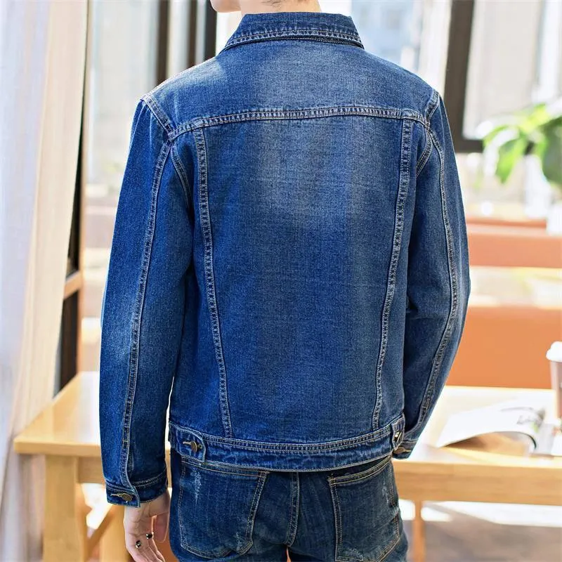 Mens Denim Jacket Trendy Fashion Hip Hop Streetwer Ripped Denim Jacket Men Jeanc Jacket Cowboy Coats