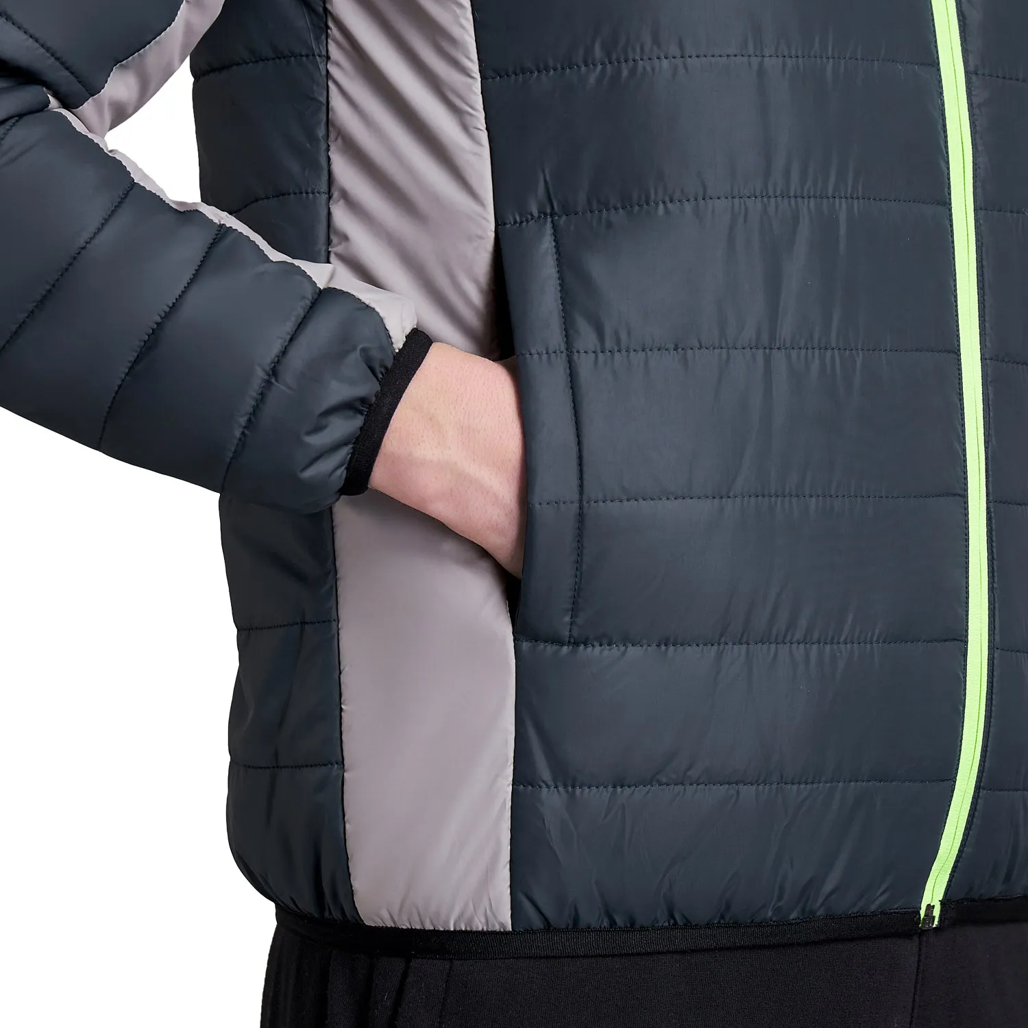 Mens Quilted Hooded Bomber Jacket - Navy