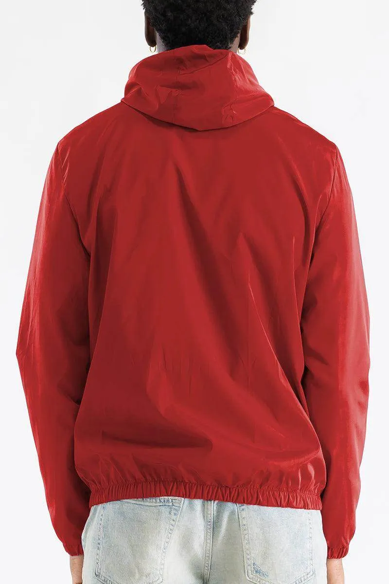 Men's Red Black Trim White Reflective Zipper Windbreaker