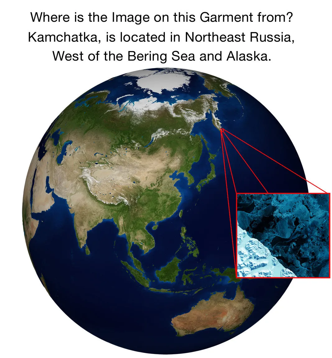 Mens Short Sleeve - Activewear Clothing with Satellite Image- Kamchatka