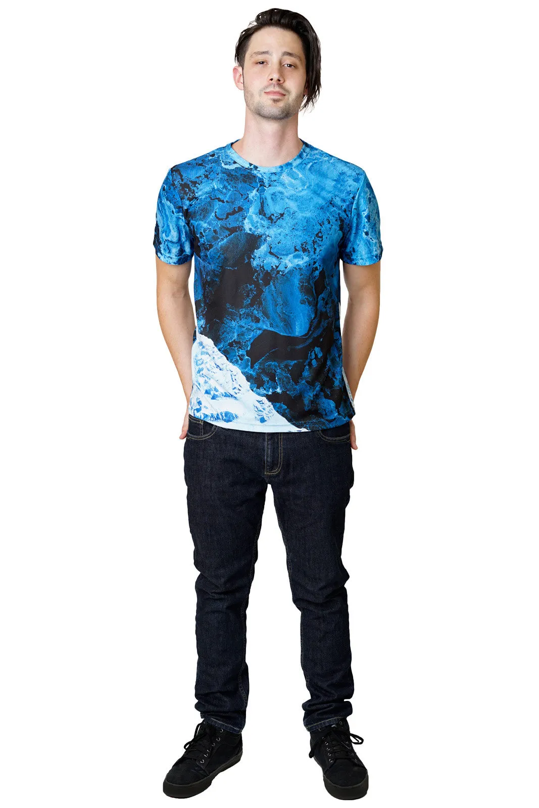 Mens Short Sleeve - Activewear Clothing with Satellite Image- Kamchatka