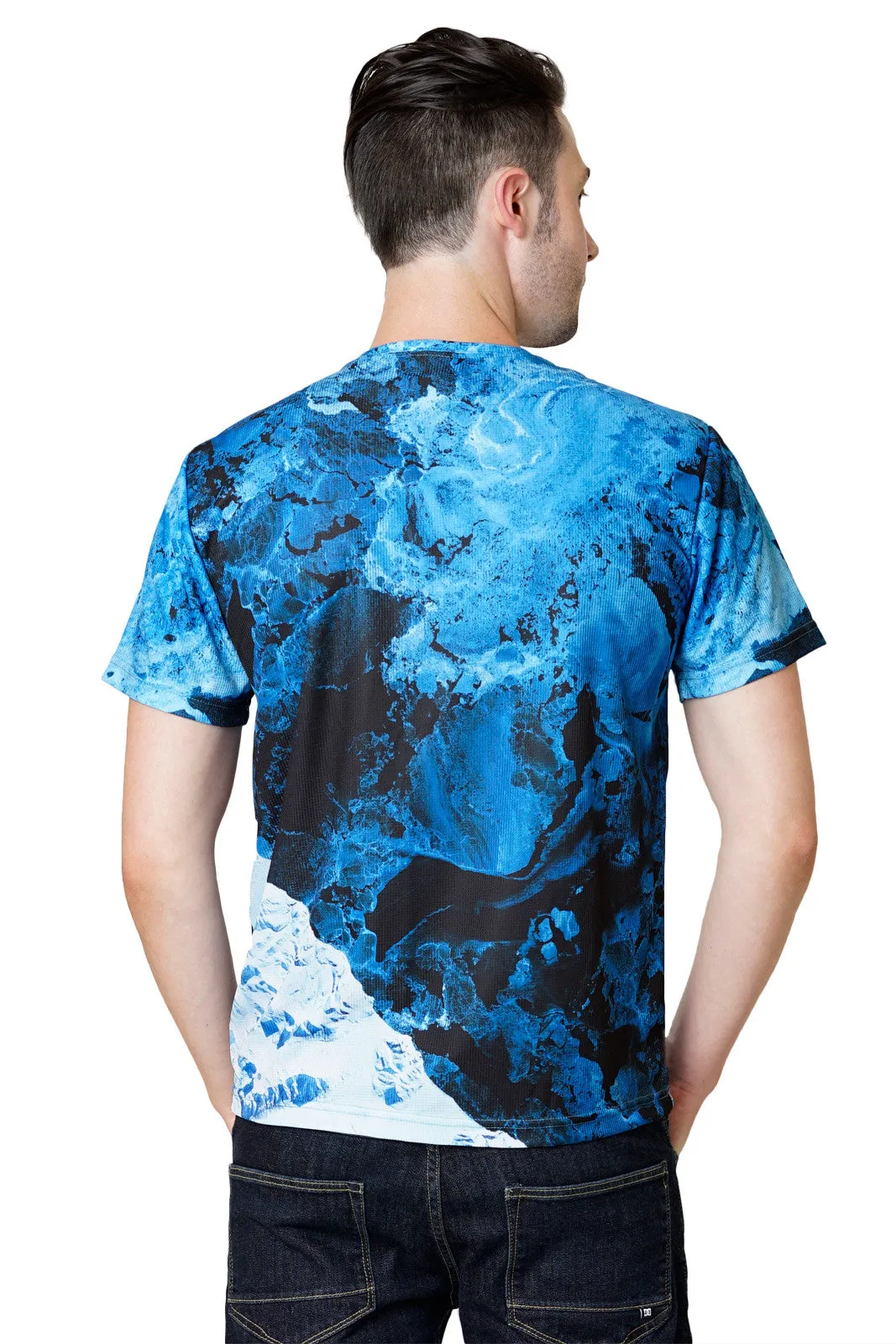 Mens Short Sleeve - Activewear Clothing with Satellite Image- Kamchatka