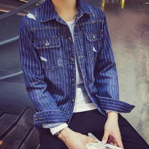 Men's Striped Denim Jacket