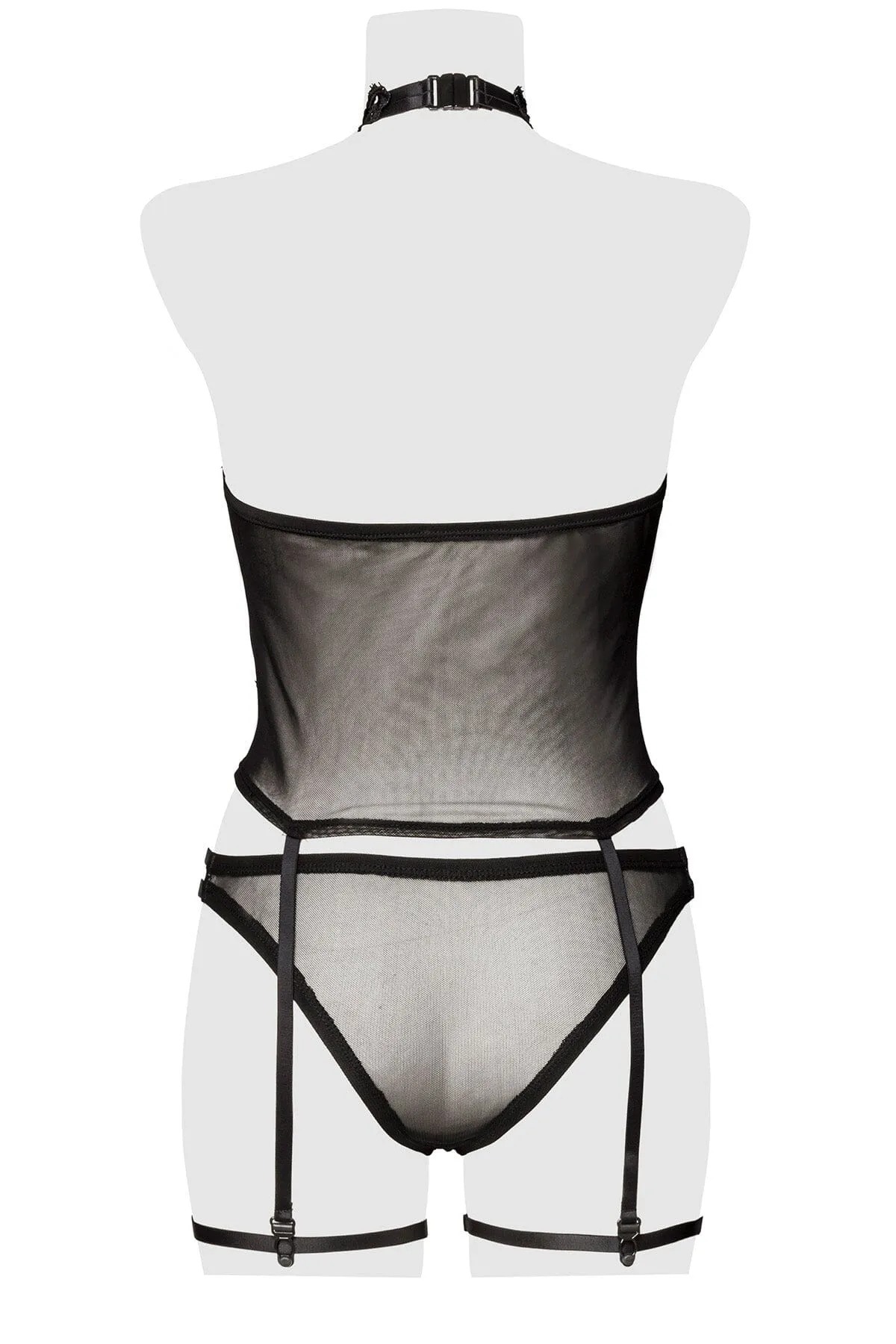 Mesh Halter Strappy Lingerie Set