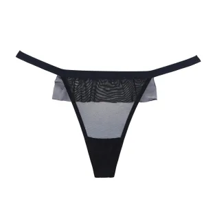 Mesh Ruffle Bow Ribbon Thong