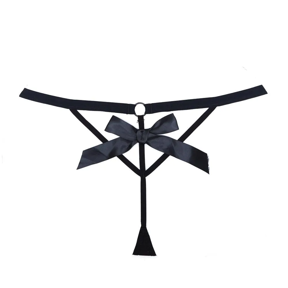 Mesh Ruffle Bow Ribbon Thong