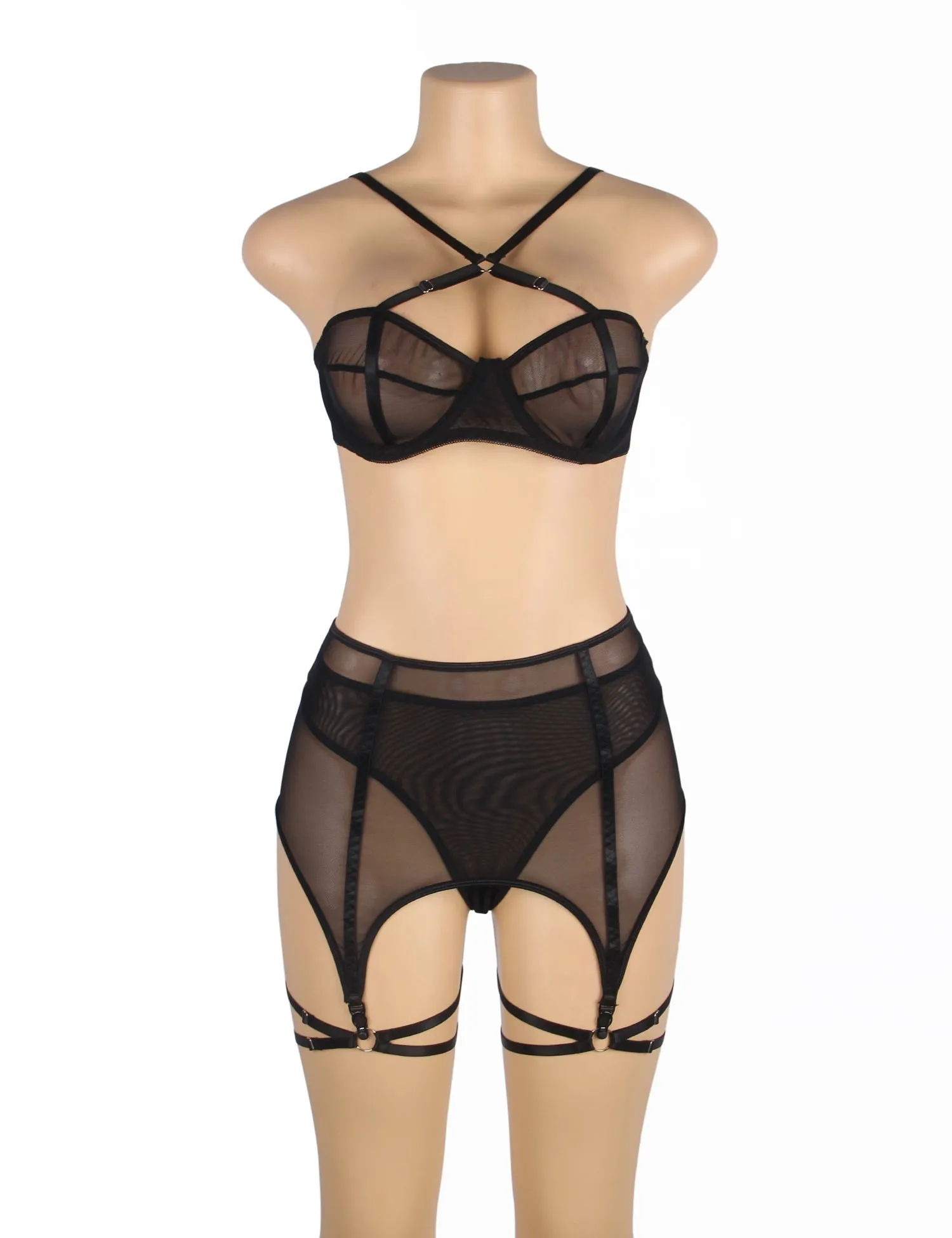 Mesh Underwire Garter Lingerie Egypt Set