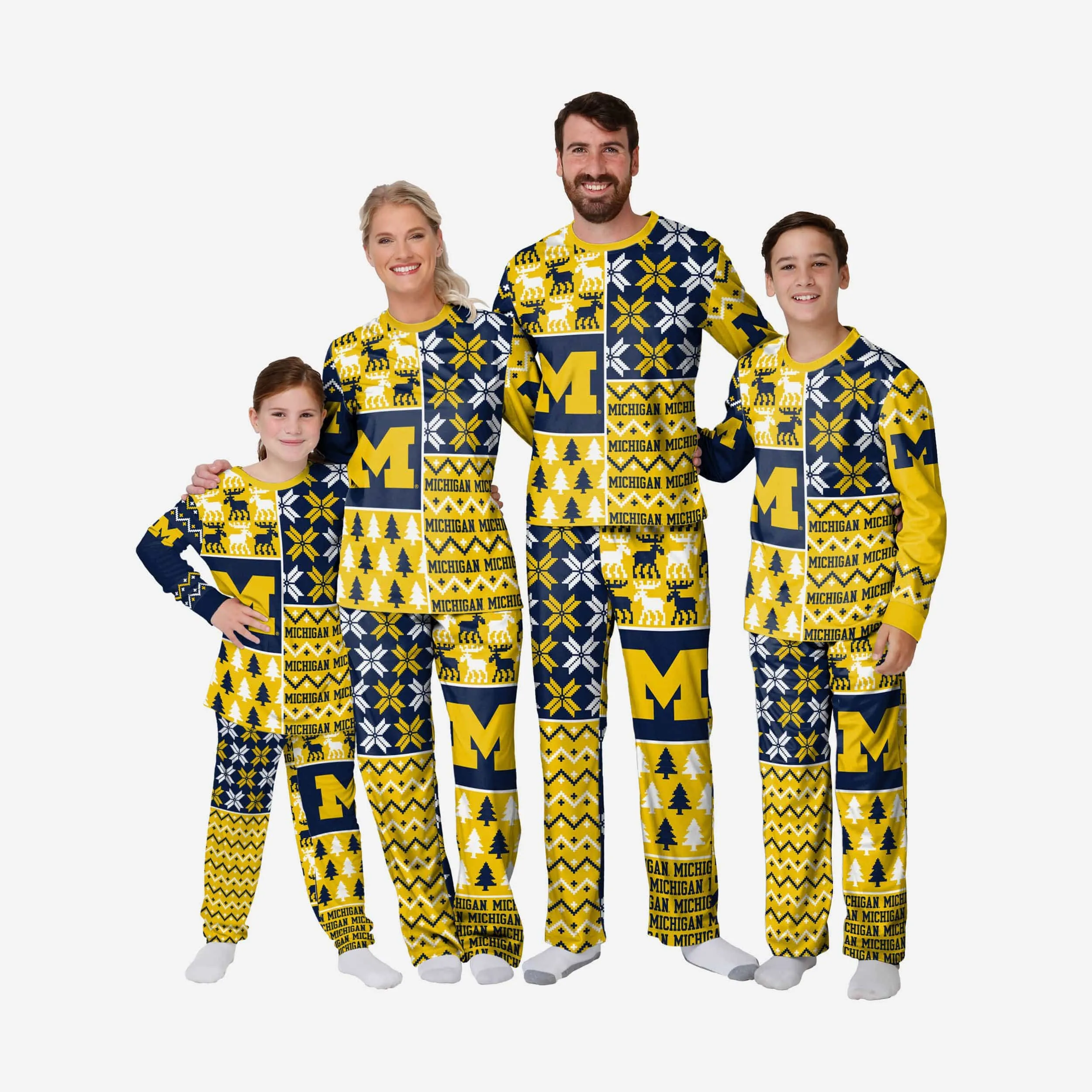 Michigan Wolverines Infant Busy Block Family Holiday Pajamas