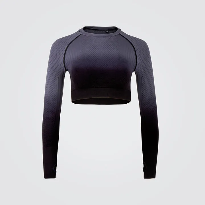 Midnight Ombre Long Sleeve Crop Top