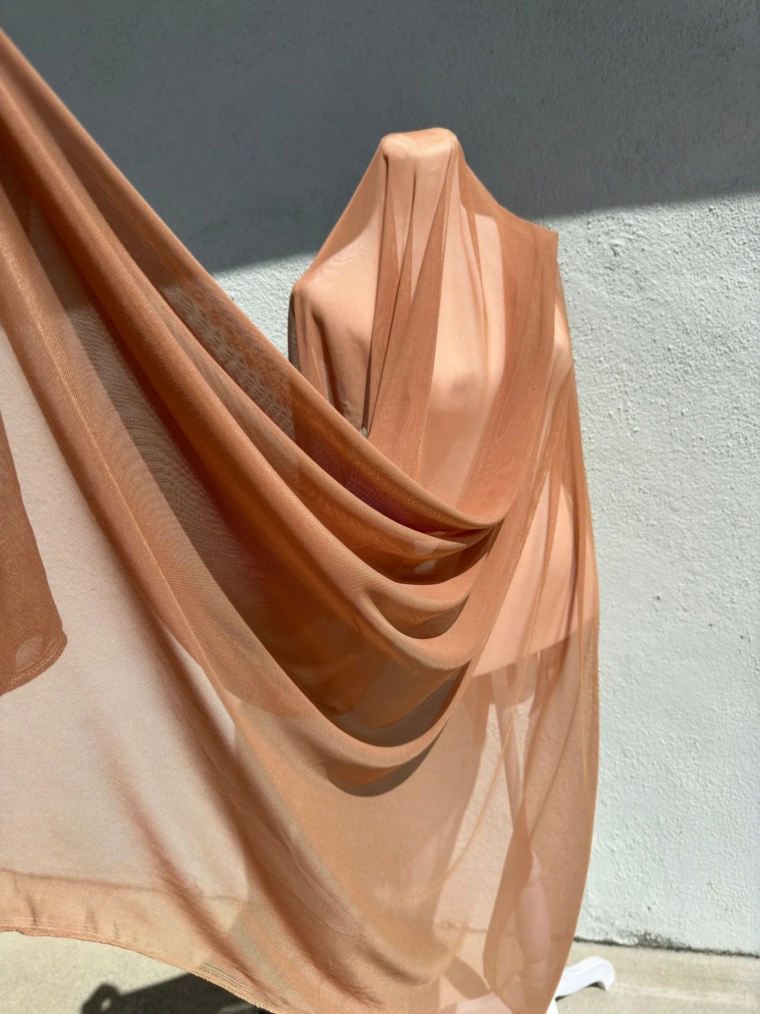 Mocha 4 way Stretch Power Mesh Fabric Nylon/Spandex Stretch, Bridal Power Mesh By Yard, Backdrop Soft Sheer Fabrics, Caramel Illusion Mesh