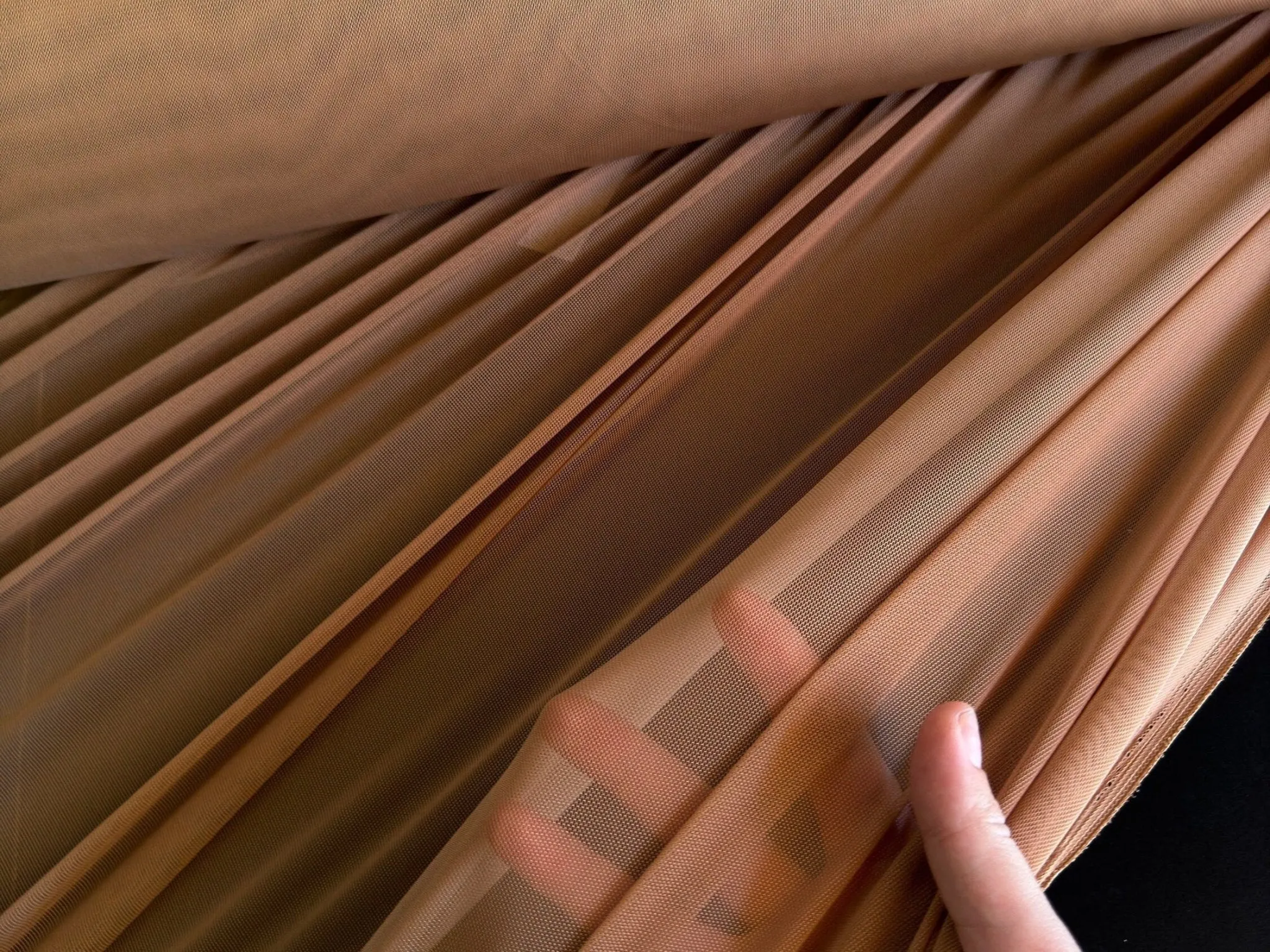 Mocha 4 way Stretch Power Mesh Fabric Nylon/Spandex Stretch, Bridal Power Mesh By Yard, Backdrop Soft Sheer Fabrics, Caramel Illusion Mesh