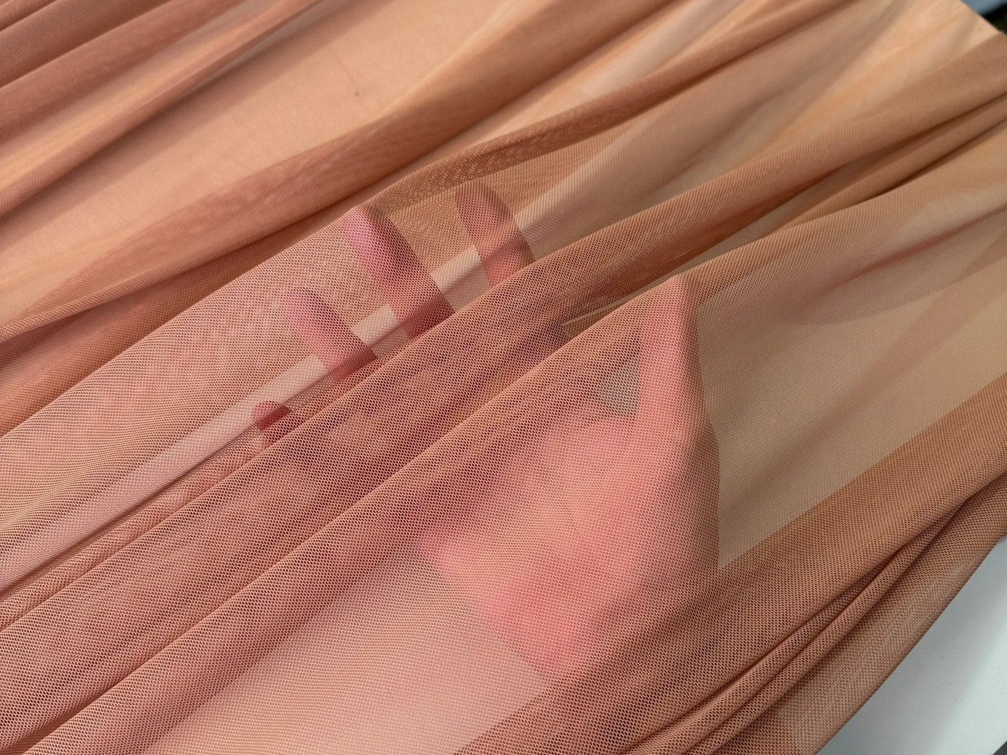 Mocha 4 way Stretch Power Mesh Fabric Nylon/Spandex Stretch, Bridal Power Mesh By Yard, Backdrop Soft Sheer Fabrics, Caramel Illusion Mesh