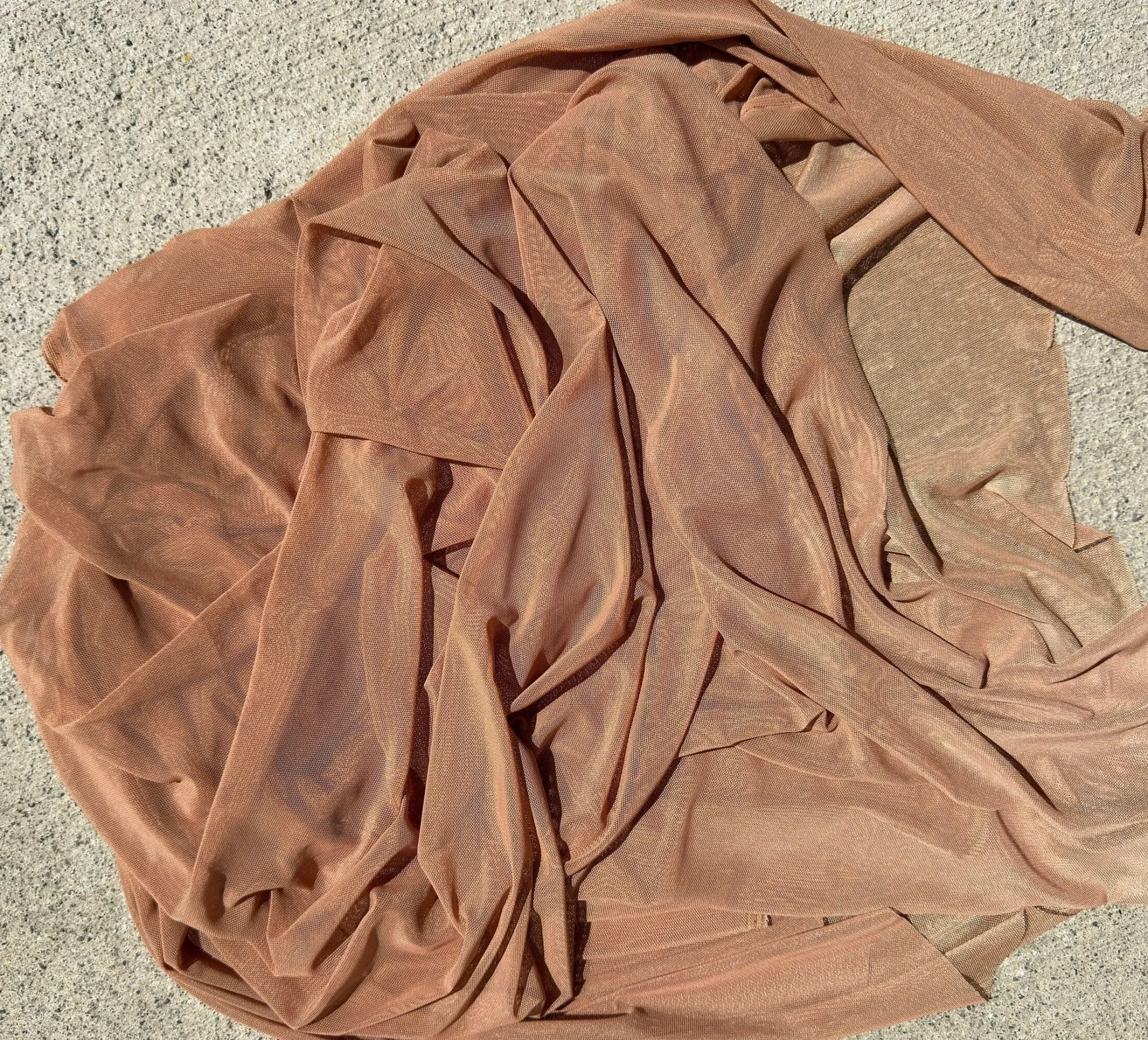 Mocha 4 way Stretch Power Mesh Fabric Nylon/Spandex Stretch, Bridal Power Mesh By Yard, Backdrop Soft Sheer Fabrics, Caramel Illusion Mesh