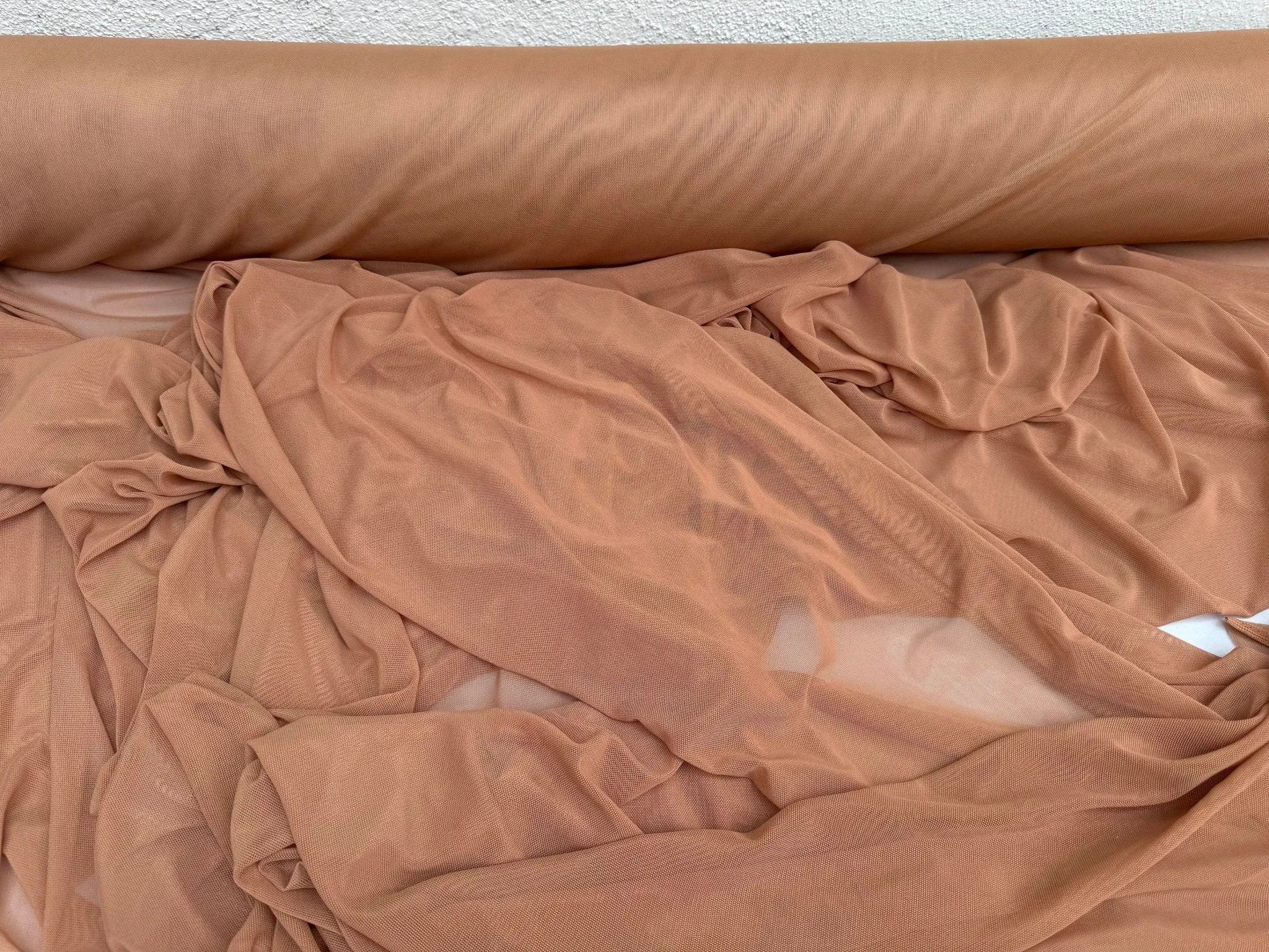 Mocha 4 way Stretch Power Mesh Fabric Nylon/Spandex Stretch, Bridal Power Mesh By Yard, Backdrop Soft Sheer Fabrics, Caramel Illusion Mesh