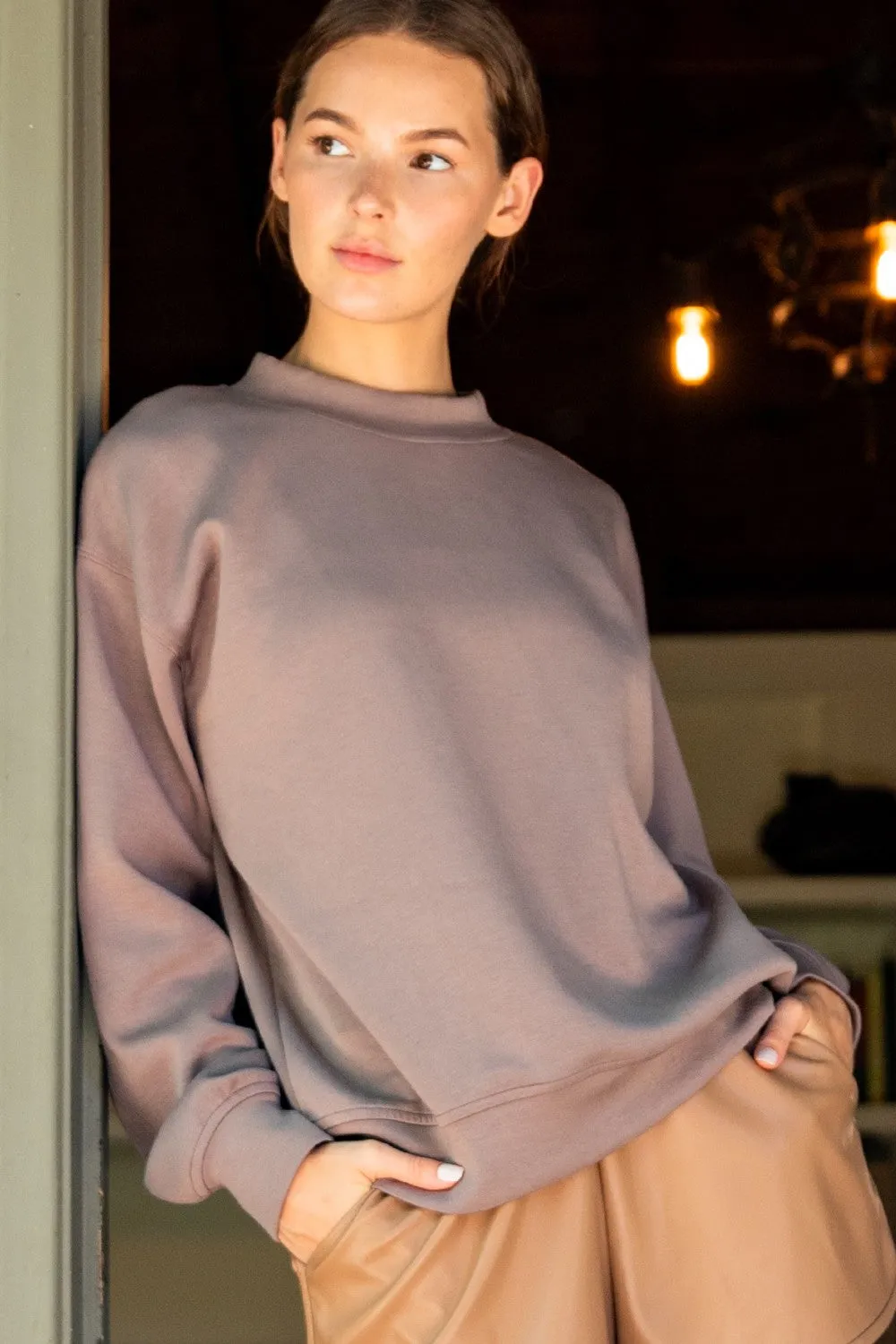MODAL POLY SPAN SCUBA MOCK NECK PULLOVER