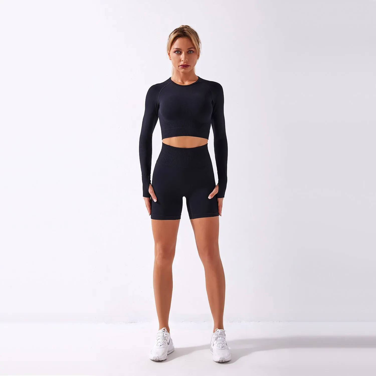 Moisture Wicking Sports Short-sleeved Abdominal Shorts Fitness Women trendy
