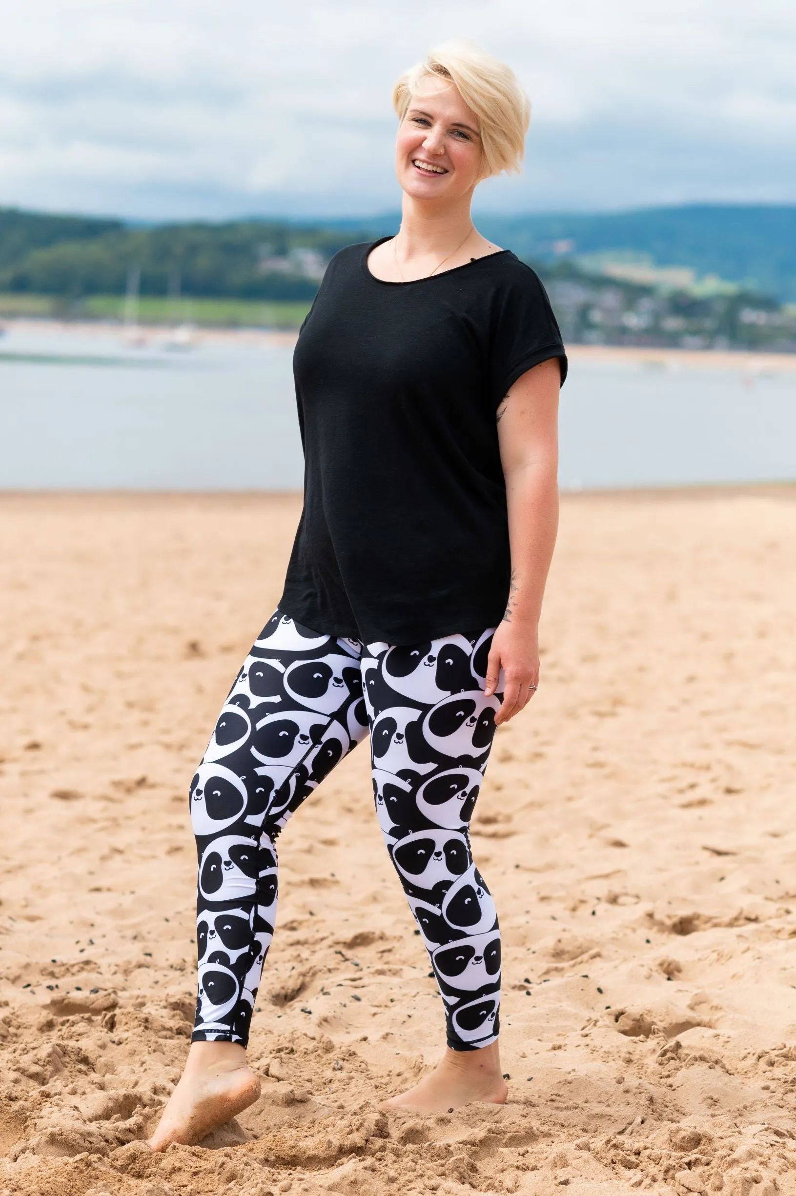 Monochrome Panda Women's Activewear Leggings - Tall 33" inside leg