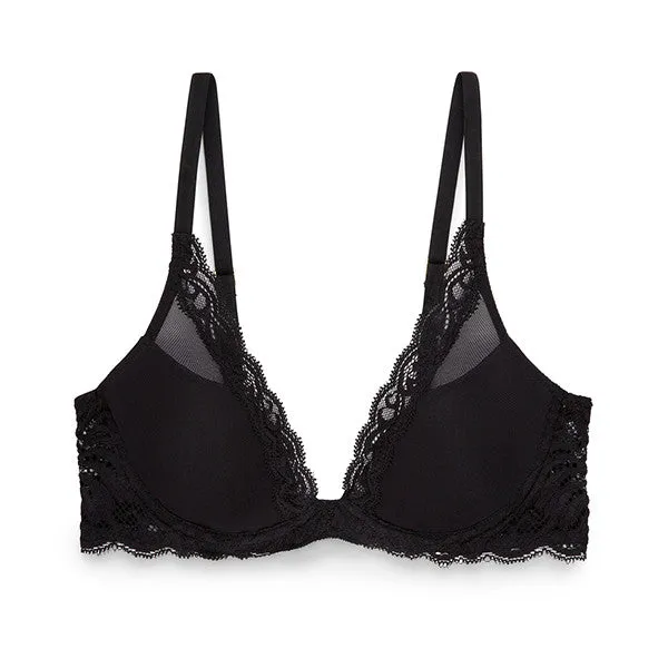 Natori: Feathers Contour Plunge Padded T-Shirt Bra - Black