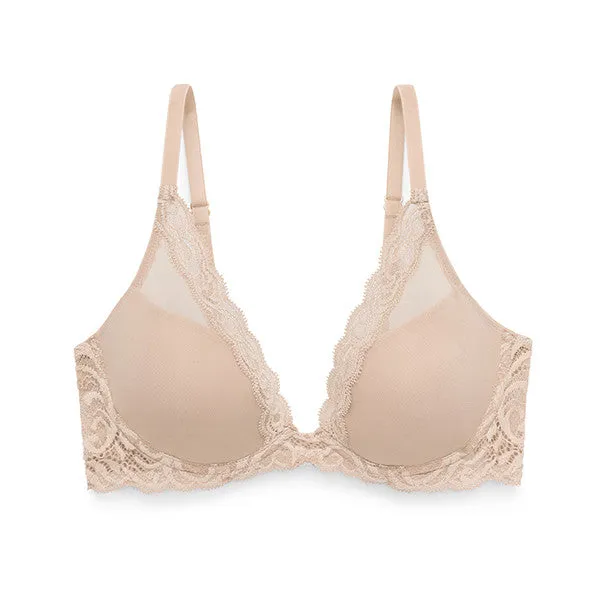 Natori: Feathers Contour Plunge Padded T-Shirt Bra - Cafe