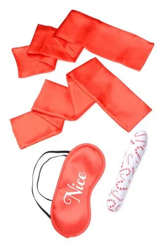 Naughty Holiday Kit - Wrist Ties XL Bullet  and Blindfold