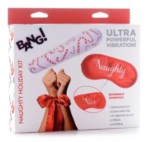 Naughty Holiday Kit - Wrist Ties XL Bullet  and Blindfold