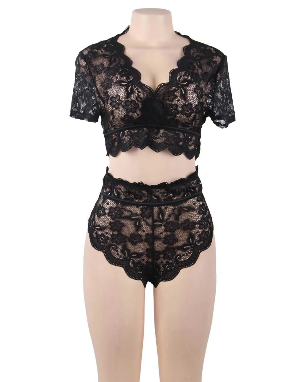 Naughty Sexy Girls High Waist Full Lace Bra Panty Underwear