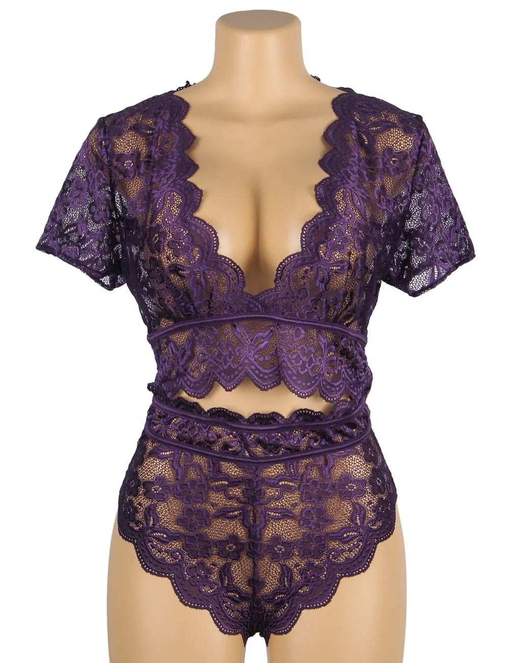 Naughty Sexy Girls High Waist Full Lace Bra Panty Underwear