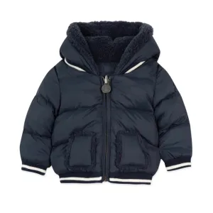 Navy Striped Trim Down Jacket