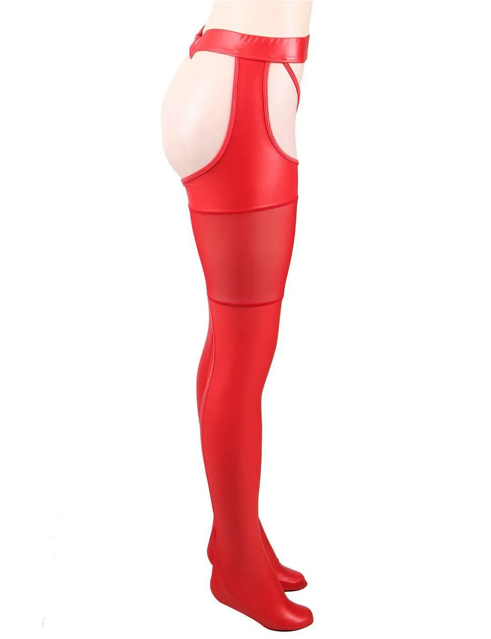 New Black & Red Sexy Faux Leather Stockings