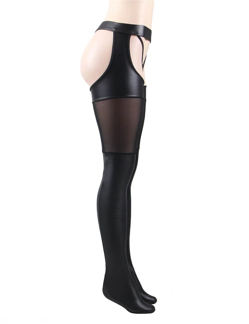 New Black & Red Sexy Faux Leather Stockings